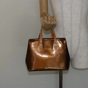 LOUIS VUITTON Monogram Vernis Reade PM Hand Bag Bronze M91146 LV Auth 144988